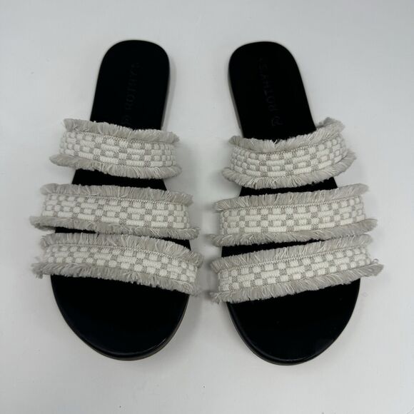 ROTHY'S Triple Band Sea Shell Fringe Slip On Slide Sandals White Women's 8 - Picture 1 of 4